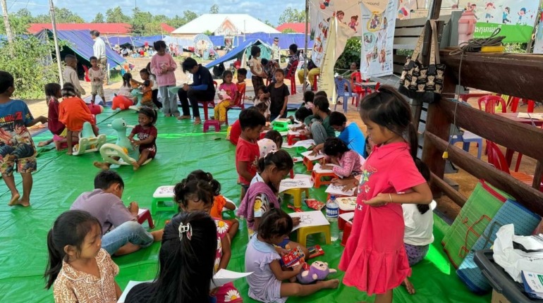សកម្មភាព លេងកំសាន្តរបស់កុមារនៅទីទួលសុវត្ថិភាព វត្តពោធ៌ 5000 និងវត្តទួលអណ្តែត ខេត្តព្រះវិហារ។